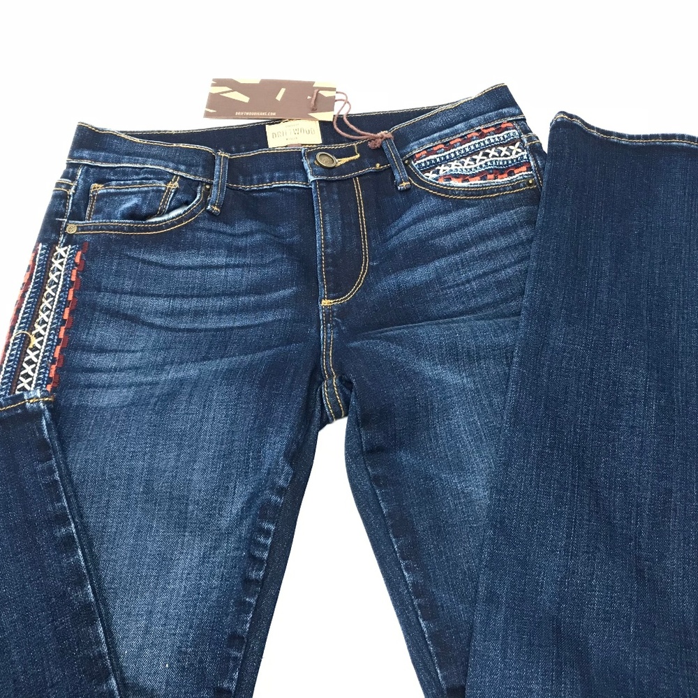 $136 Driftwood Audrey Embroidered Boho Jeans